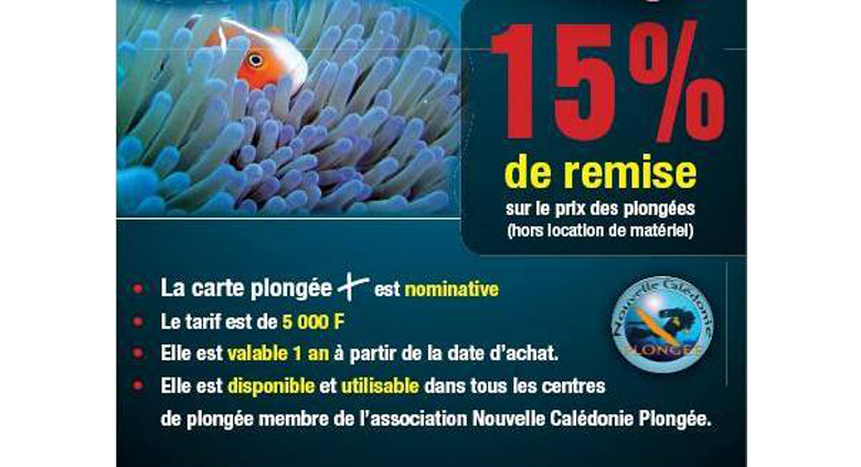 IMMERSIONE NUOVA CALEDONIA: DIVING CARD